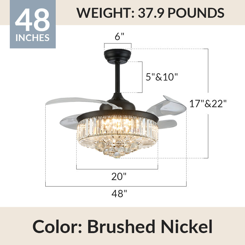 Classic Brushed Nickel Retractable All-in-One Fandelier