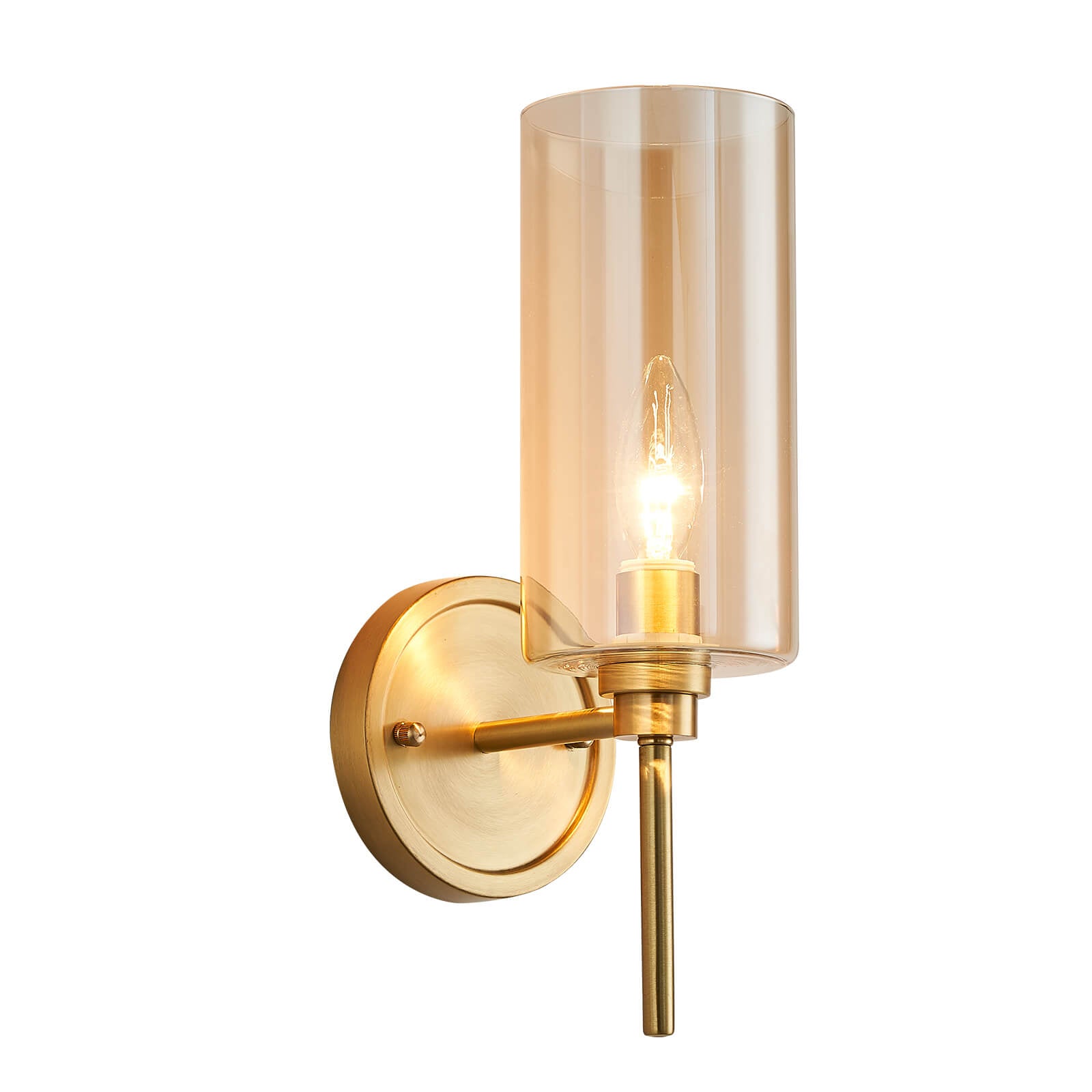 Cognac Color Glass Covered Copper Wall Lamp