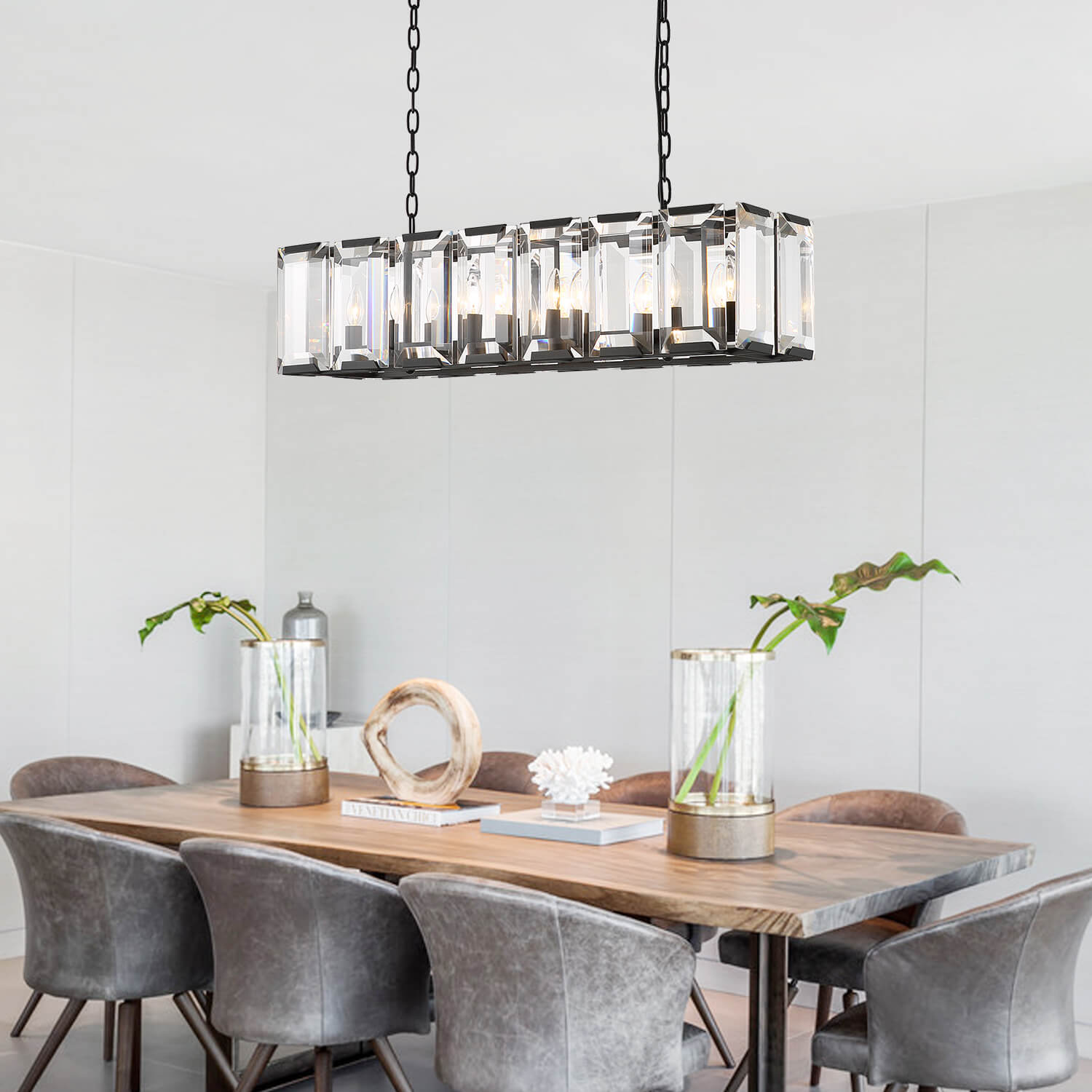 MOOONI-Rectangular-Matte-Black-Farmhouse-Wide-Crystal-Chandelier-Dining-Room