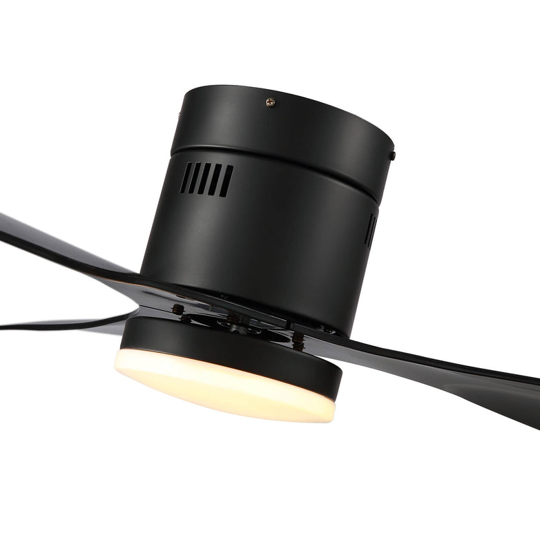 MOOONI-Ceiling-Fan-LED Strip-Matte-Black-Lampshade-Black-Wood-Blades