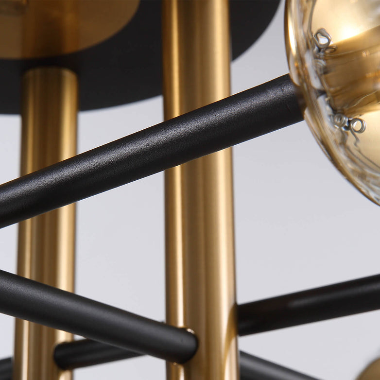 Luxury Black Gold Globe Glass 8 Lights Chandelier