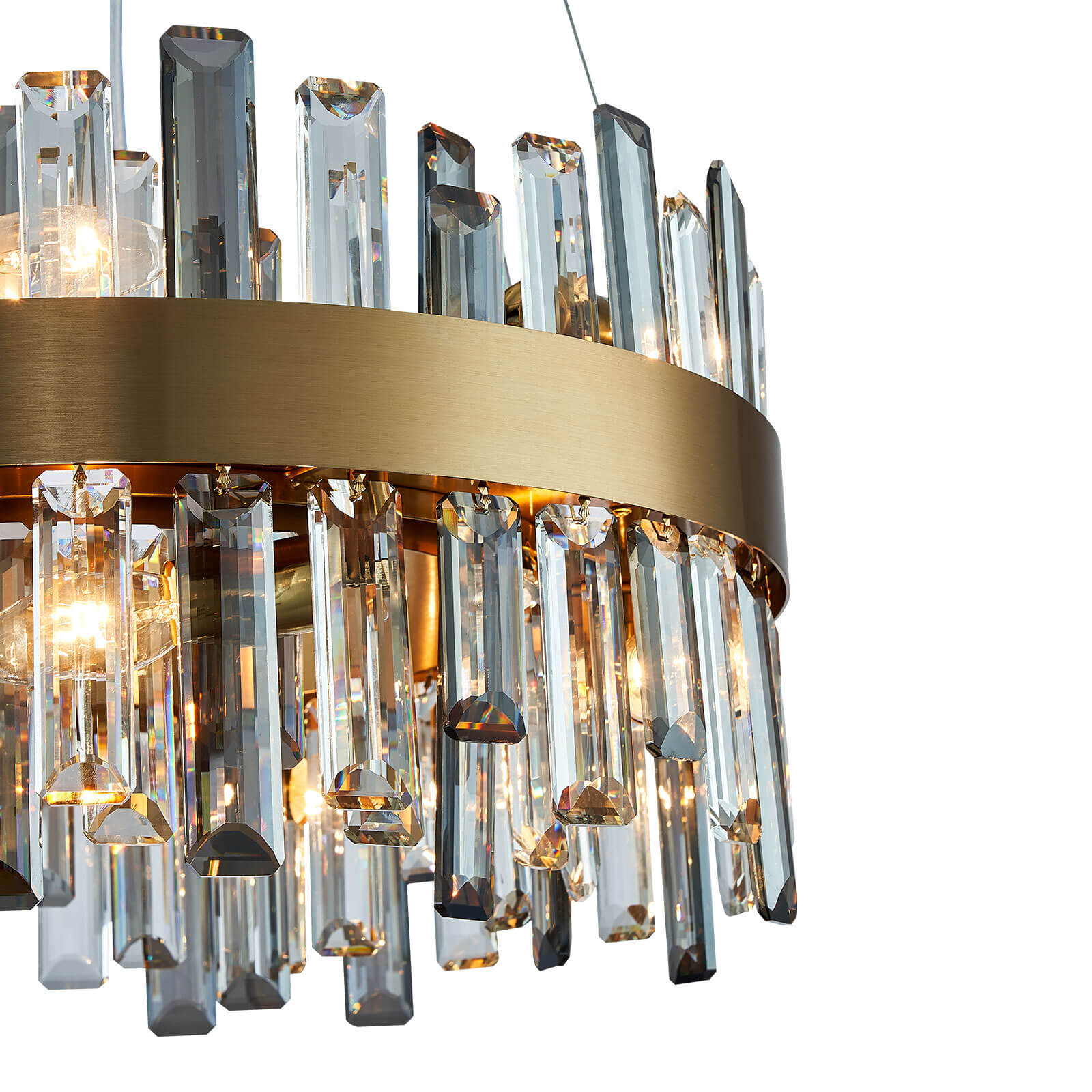 Round Cross Crystal Bar Gold Frame Chandelier