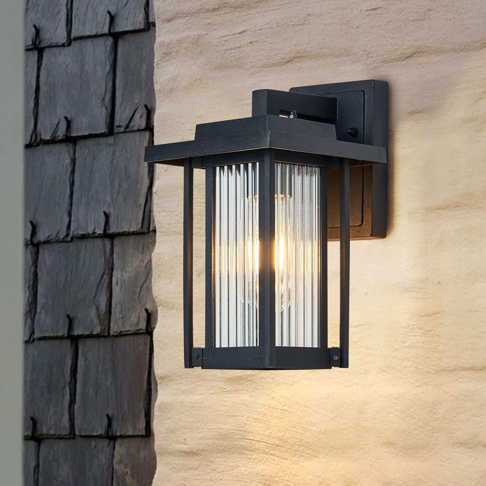 Farmhouse-Matte-Black-Outdoor-Rectangle-Wall-Sconce-Water-Proof