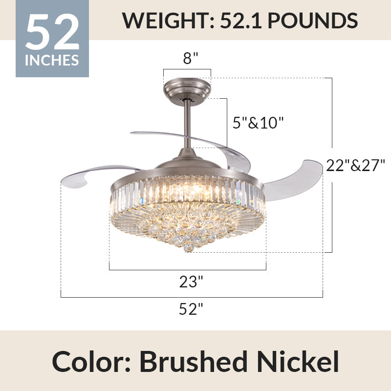 Classic Brushed Nickel Retractable All-in-One Fandelier