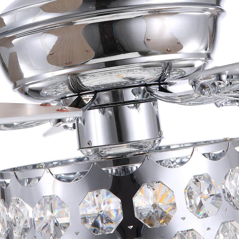 MOOONI-Ceiling-Fan-Light-Chrome-Octagonal-Beads-Crystal-Strip-Fandelier-51“-Lampshade