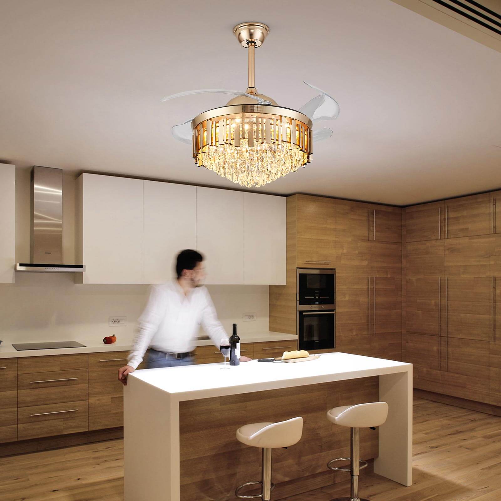 Round French Golden Crystal Fandelier Indoor