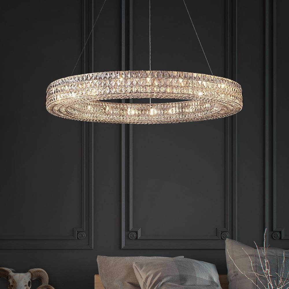 Modern-Gold-Three-Tloors-Ring-Crystal-Chandeler