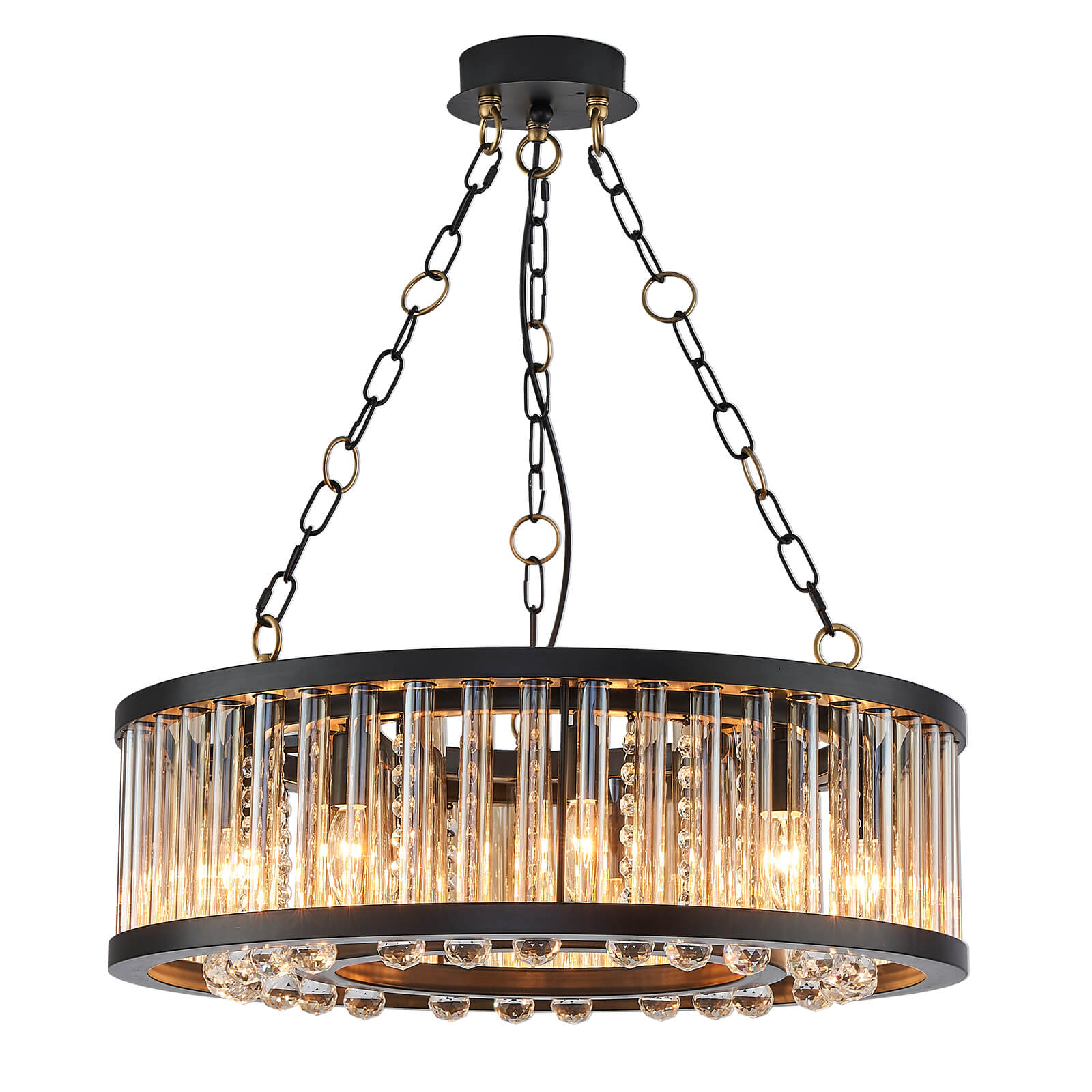 MOOONI-Vintage-Matte-Black-Glass-Tube-Crystal-Chandelier