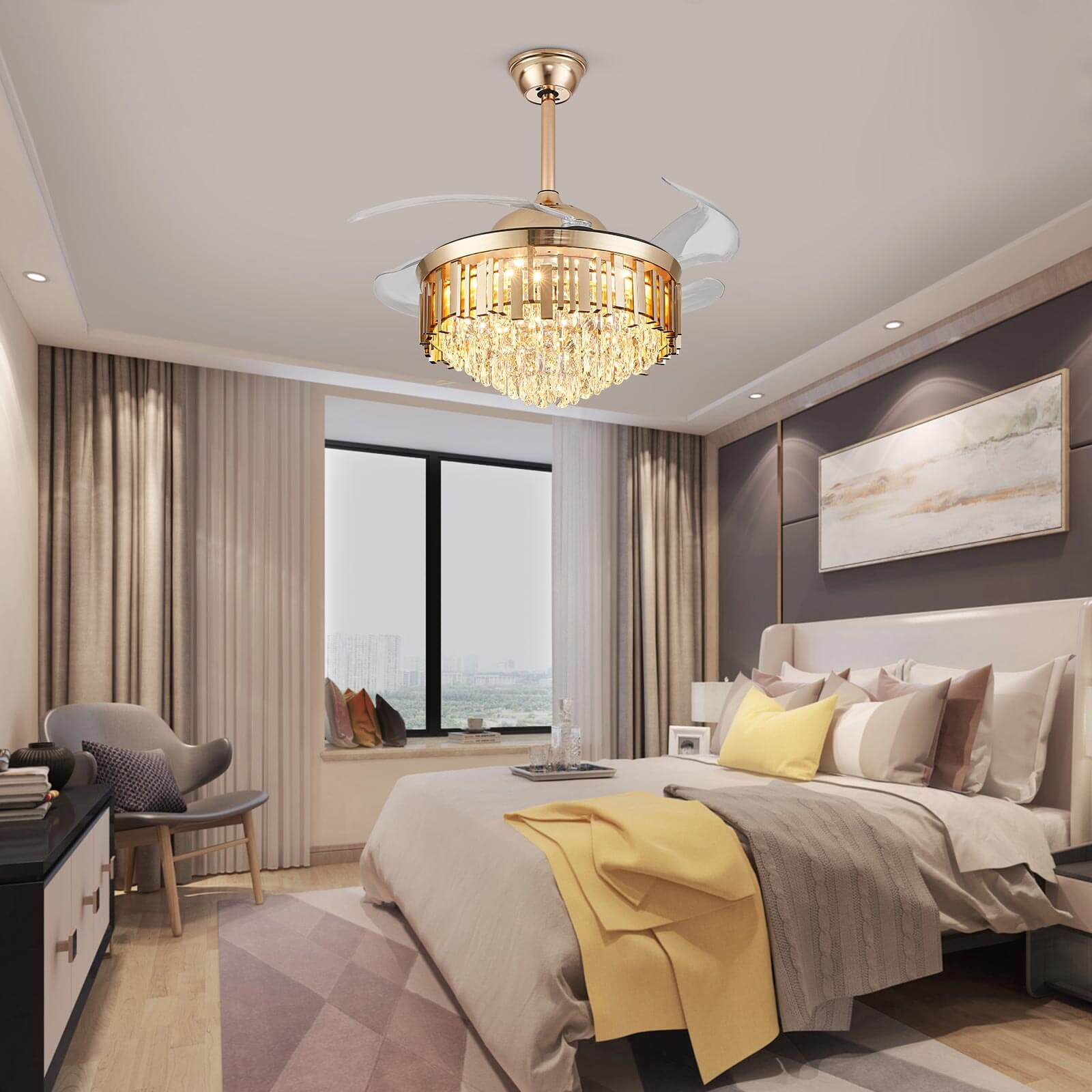 Round French Golden Crystal Fandelier Indoor