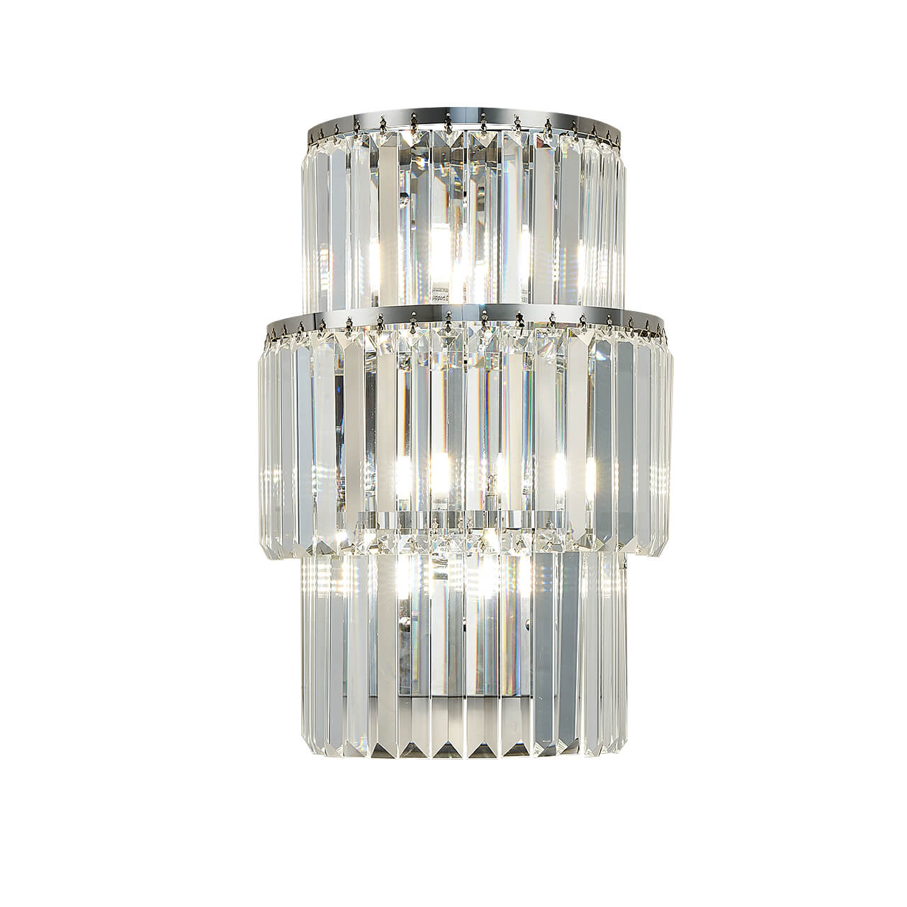 Silver Oval 3-layer Crystal Wall Lamp