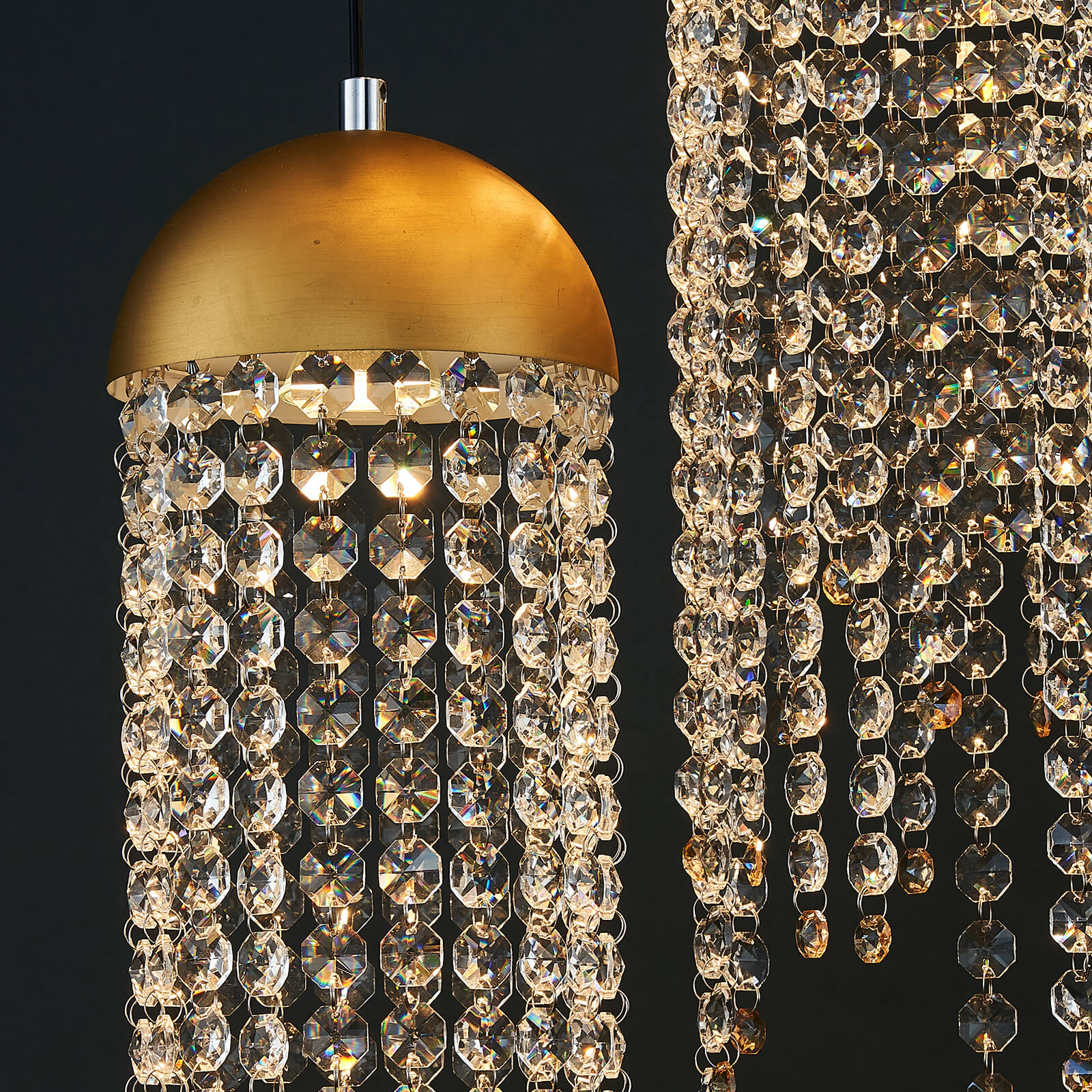 Gold Tassel Crystal Chandelier 5 Lights
