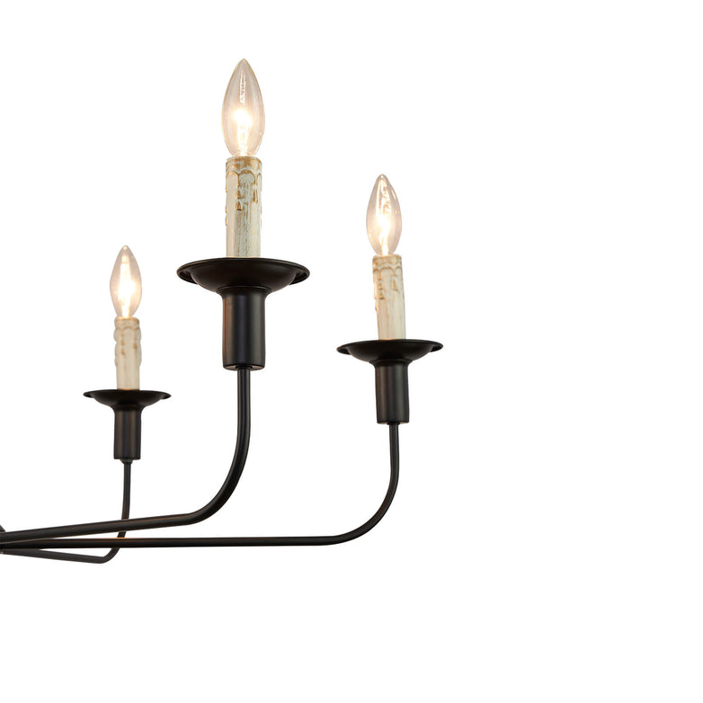 Black Frame Shell- Shaped Round Candle Chandelier 6 Lights
