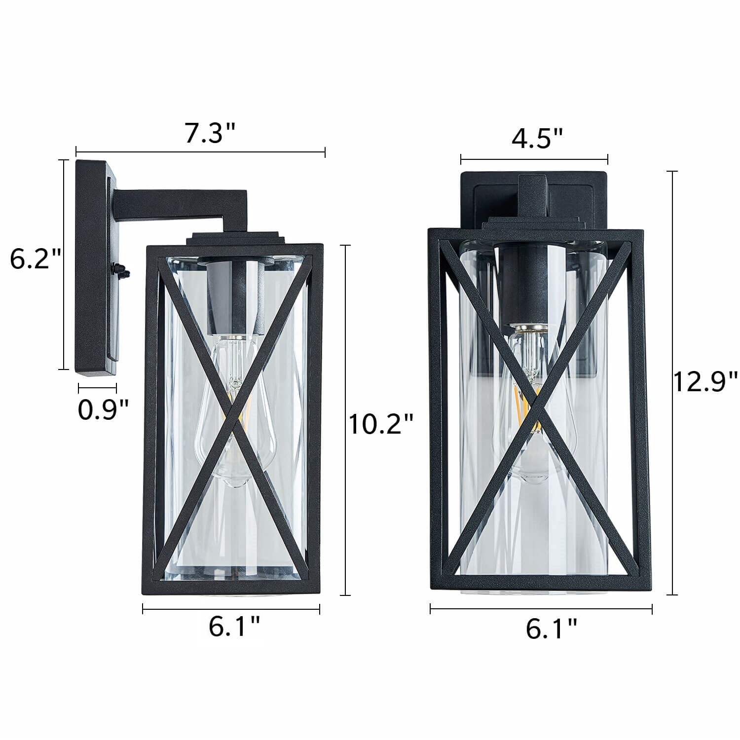 Farmhouse-Matte-Black-Outdoor-Wall-Sconce-Size