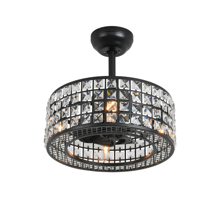 MOOONI-Small-Caged-Ceiling-Fan-Matte-Black-Vintage-Square-Crystal-Bead-Fandelier-Lampshade