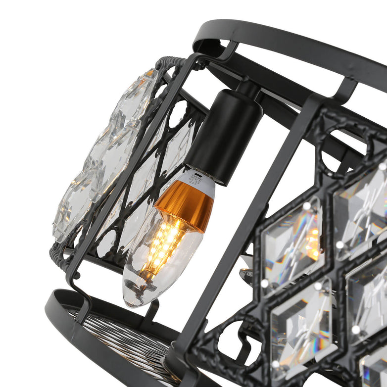 MOOONI-Small-Caged-Ceiling-Fan-Matte-Black-Vintage-Rhombus-Crystal-Fandelier-Bulb