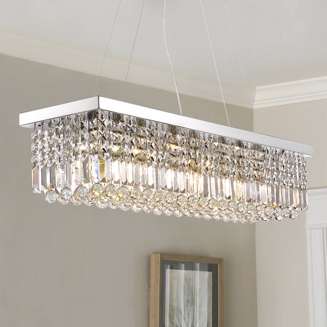 Modern Raindrop Rectangular Crystal Chandelier For House Max 40 W Incandescent