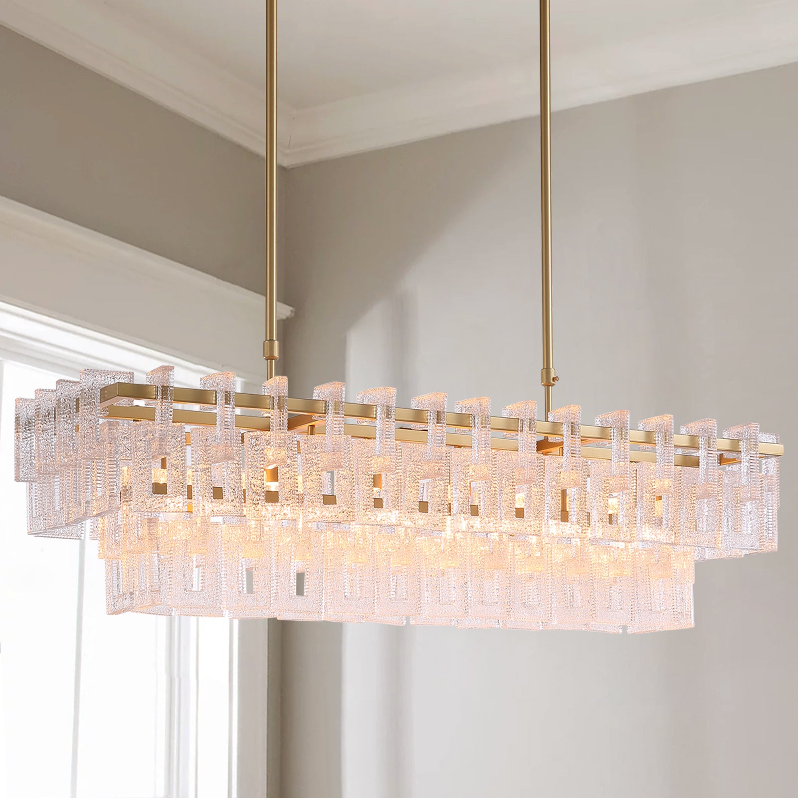 Crystal Rectangle Pendant Light