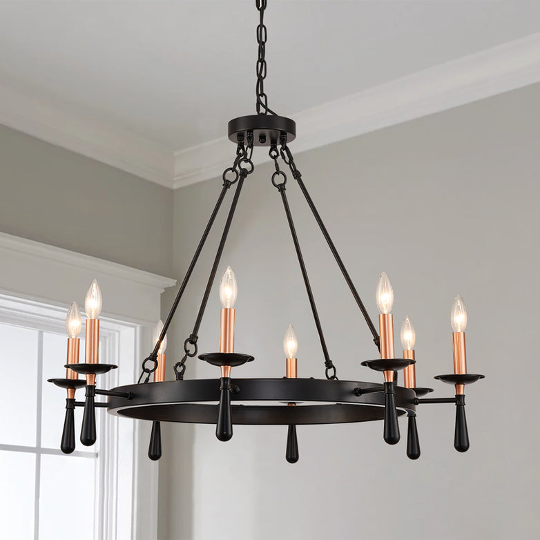 Night Rose 8 Lights Candle Round Chandelier