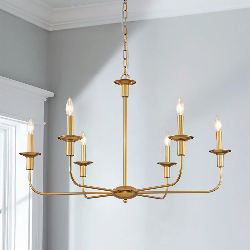 Gold Courtly ShellShaped Round Candle Chandelier 6 lights MOOONI