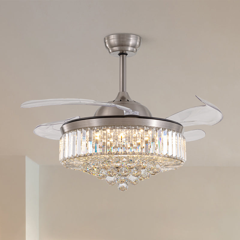 Classic Brushed Nickel Retractable All-in-One Fandelier