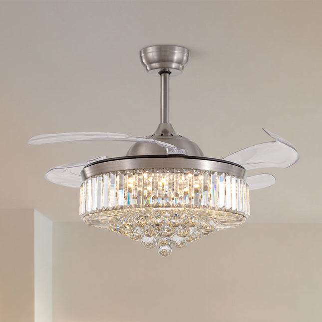 Classic Brushed Nickel Retractable All-in-One Fandelier