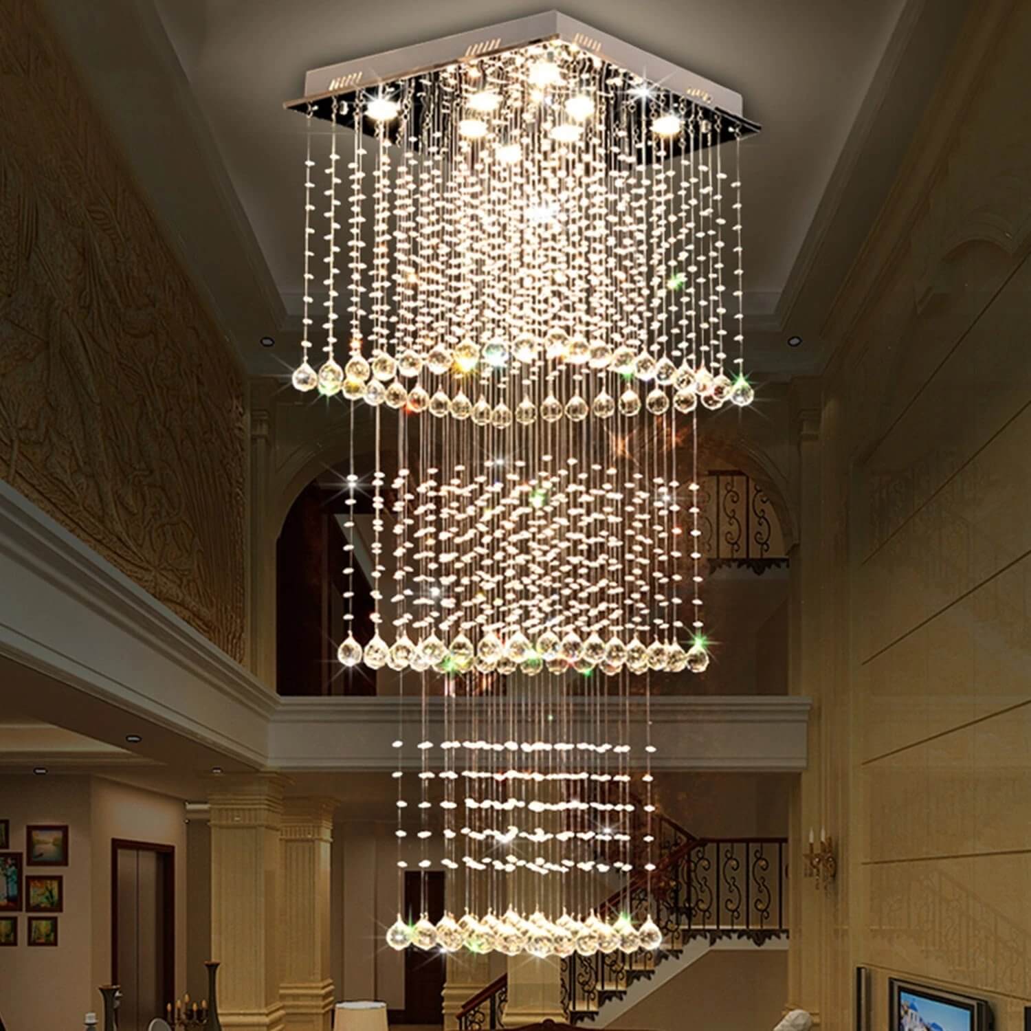 MOOONI-Modern-Chrome-3-Tier-Square-Crystal-Chandeler-Staircase