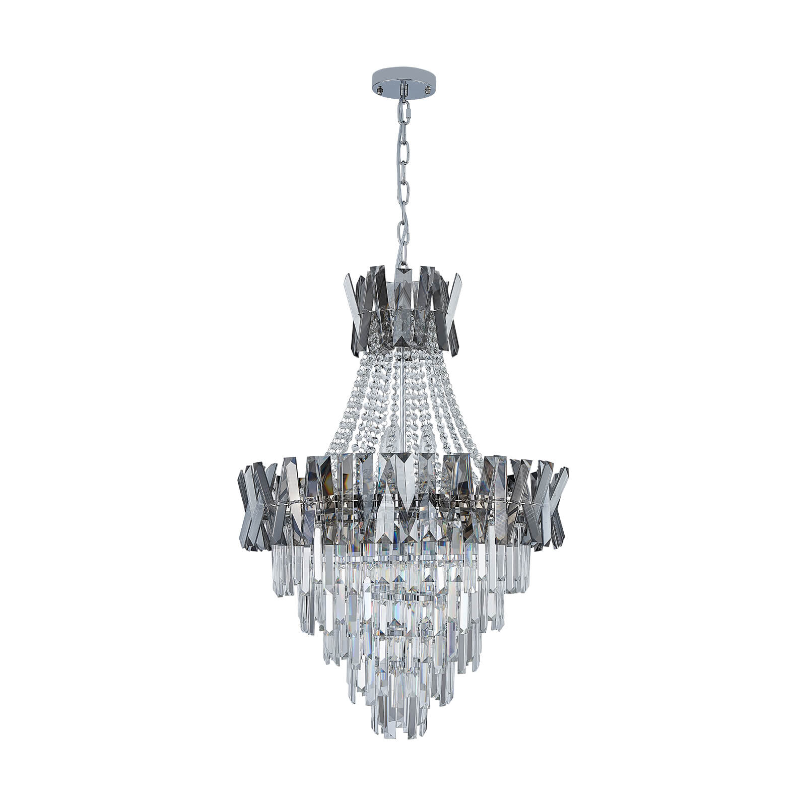 Victoria Deep Gray Metal Frame Crystal Chandelier