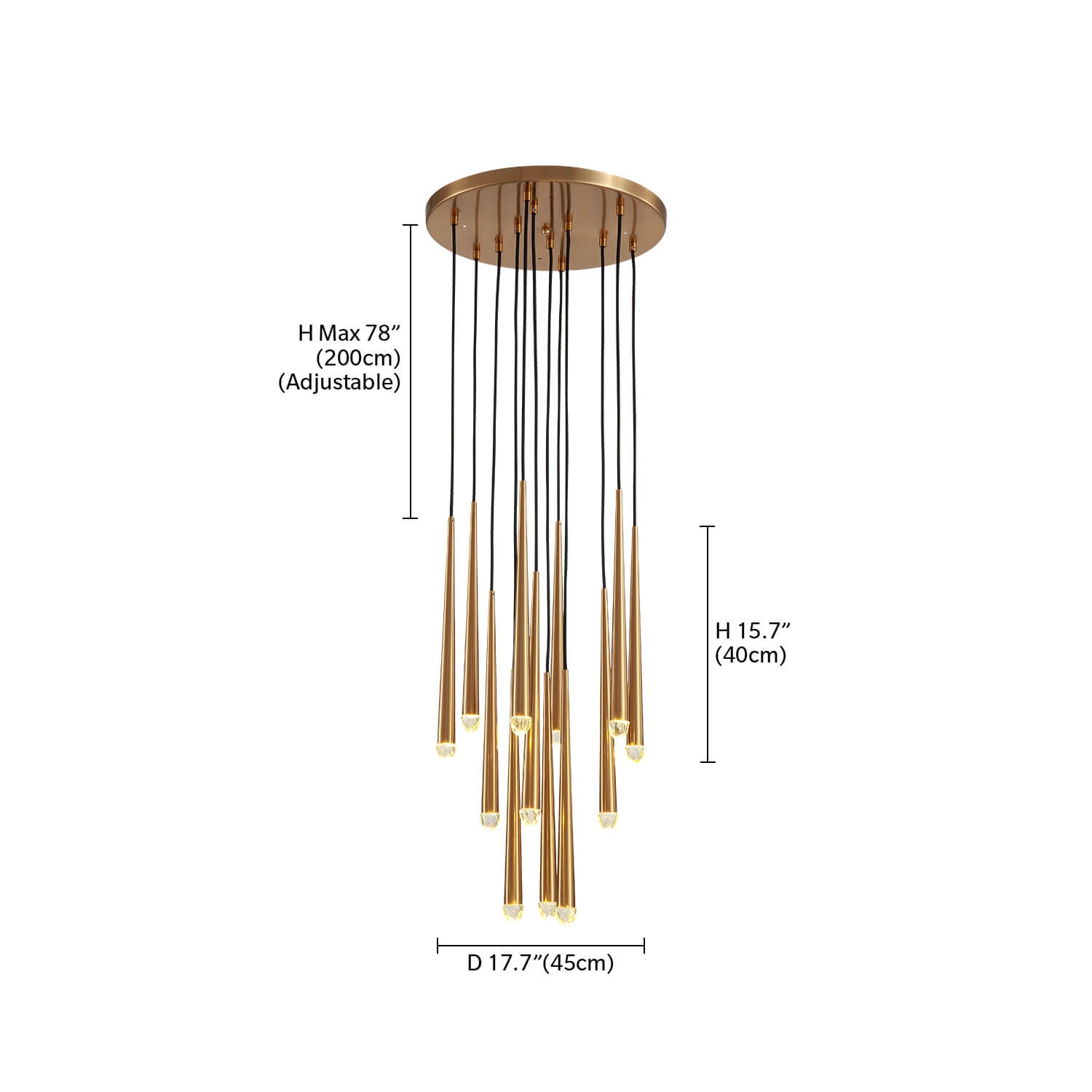 Gold Spinal Tube Combination Chandelier