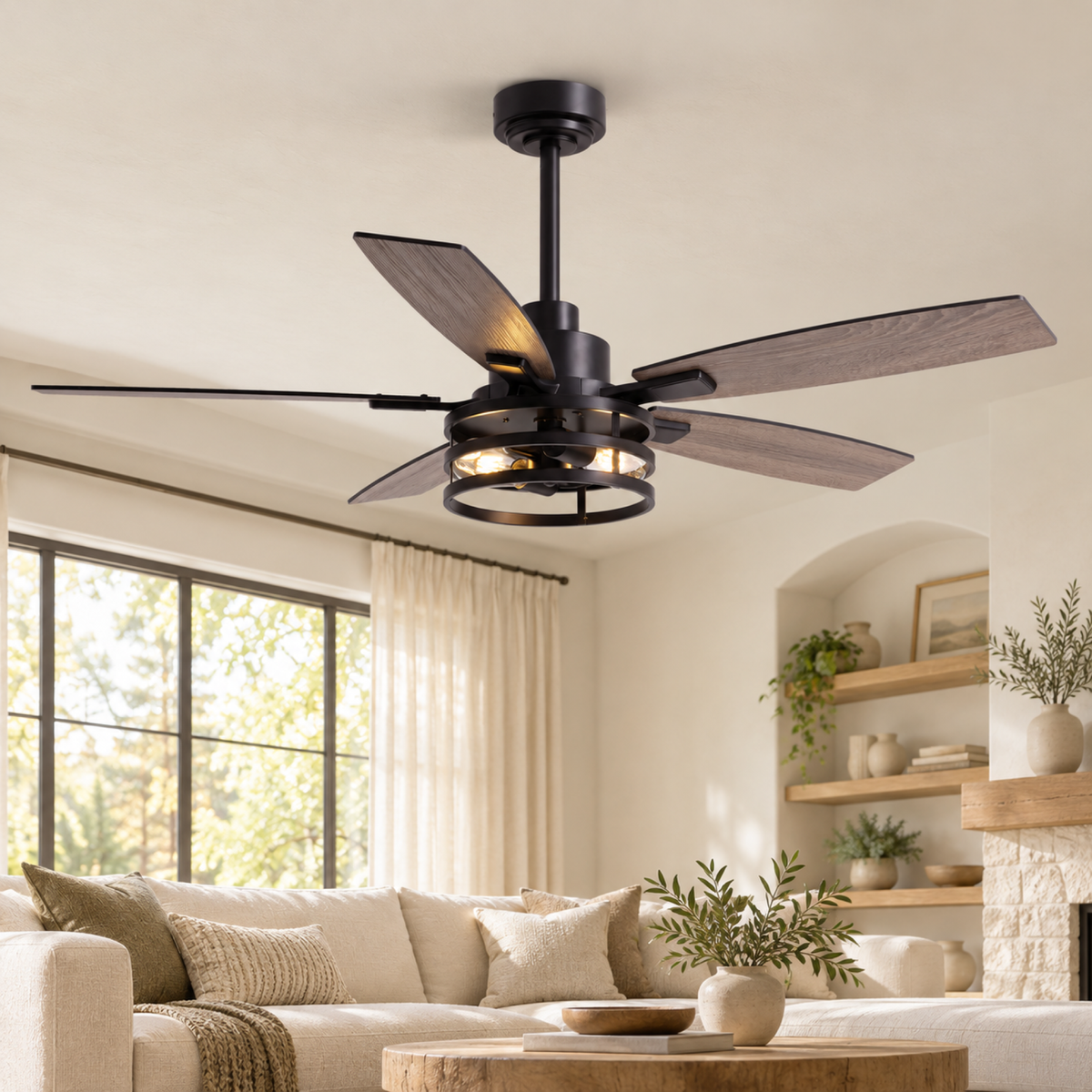 Orokin 52-In Farmhouse Caged Ceiling Fan
