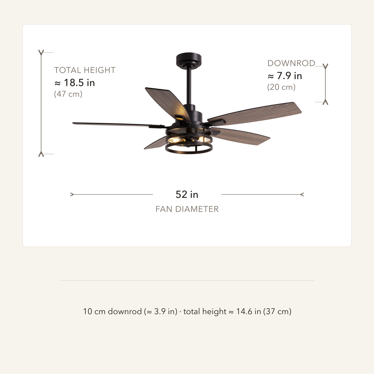 Orokin 52-In Farmhouse Caged Ceiling Fan