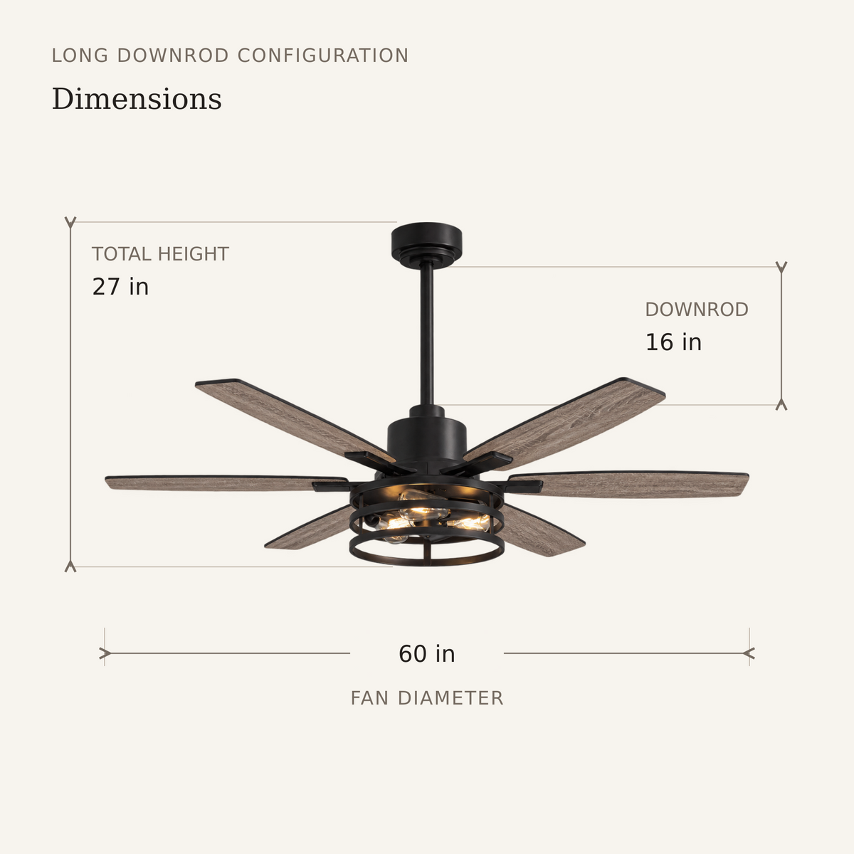 Orokin 60-In Farmhouse Caged Ceiling Fan