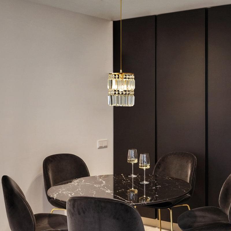 1- Light Gold Crystal Linear Pendant Light - Dinning Room | Sofary