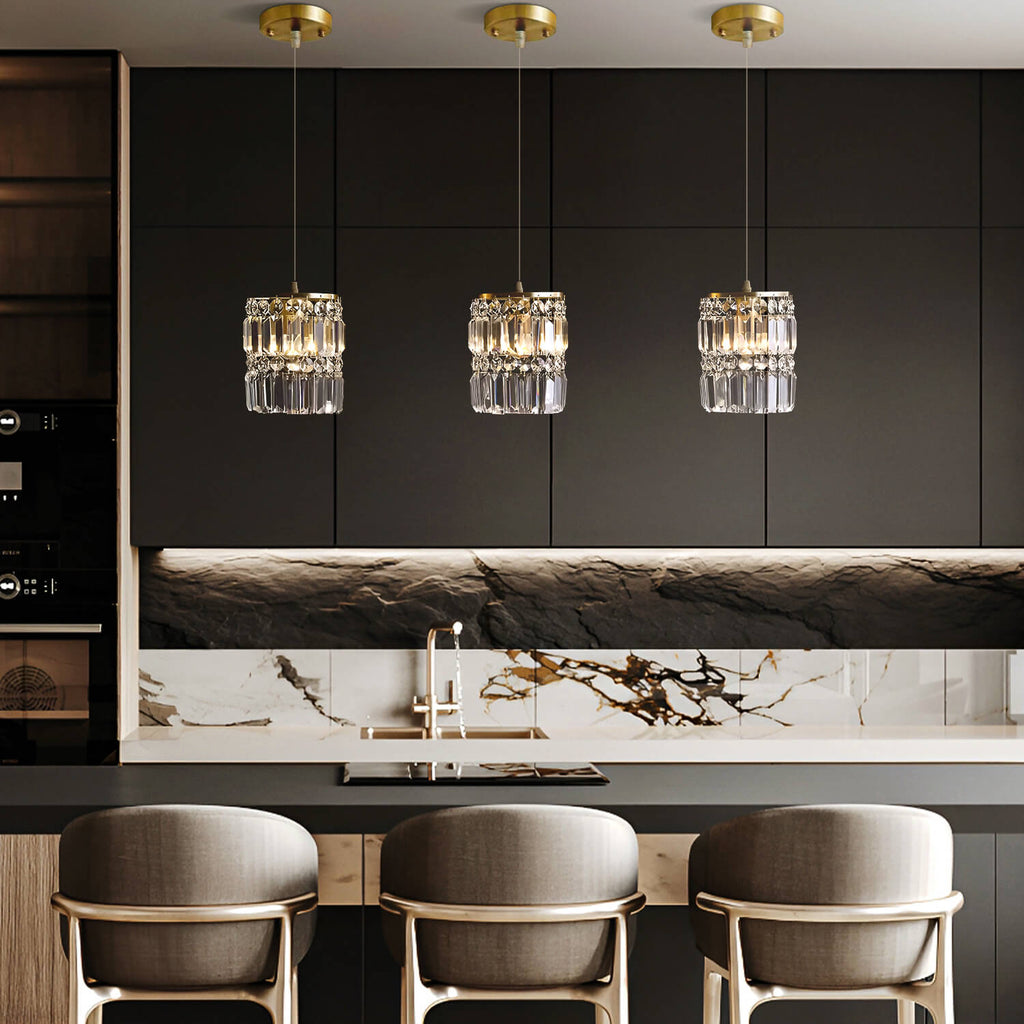 1- Light Gold Crystal Linear Pendant Light-diningroom-2 | Sofary  Lighting