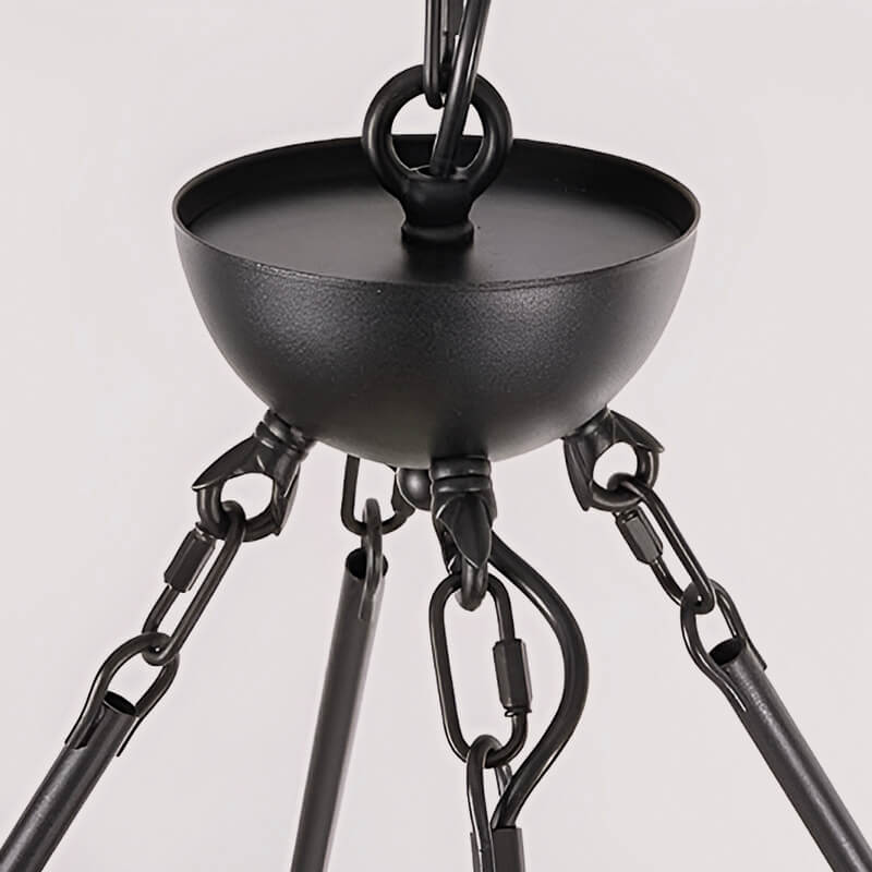 12 Lights Wagon Wheel Chandelier Black Round Globe Wrought Iron Pendant Lights-detail-3 | Sofary Lighting