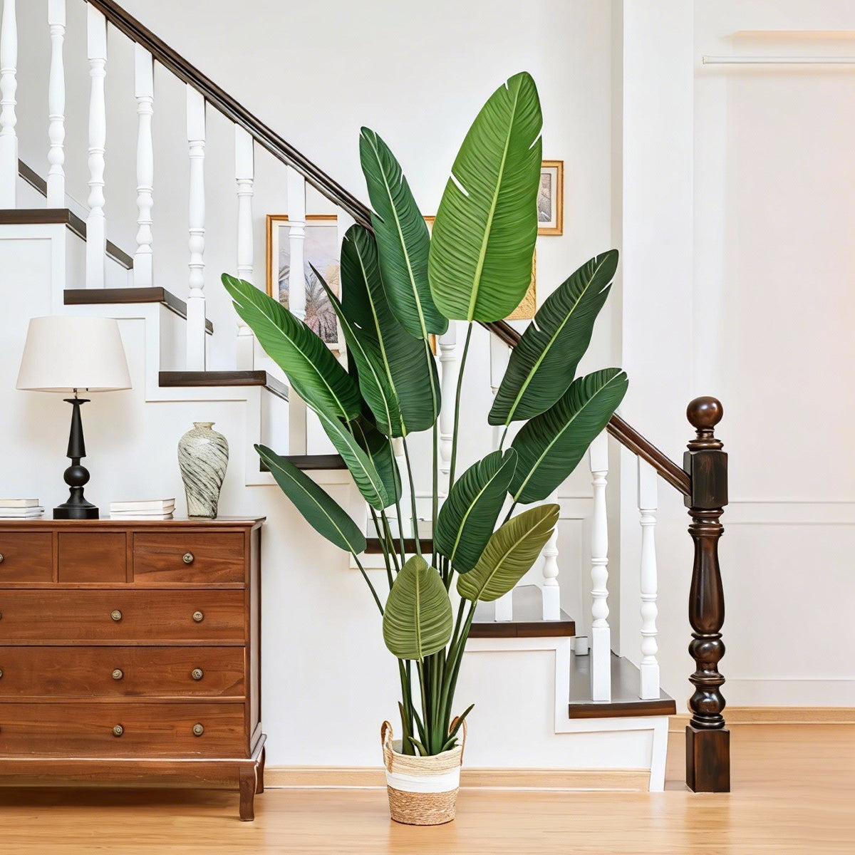 Artificial Faux Banana Tree in Pot – Realistic Faux Indoor Floor Plant for Home & Office Décor