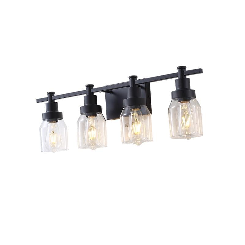 4-Light Black and Gold Glass Vanity Light