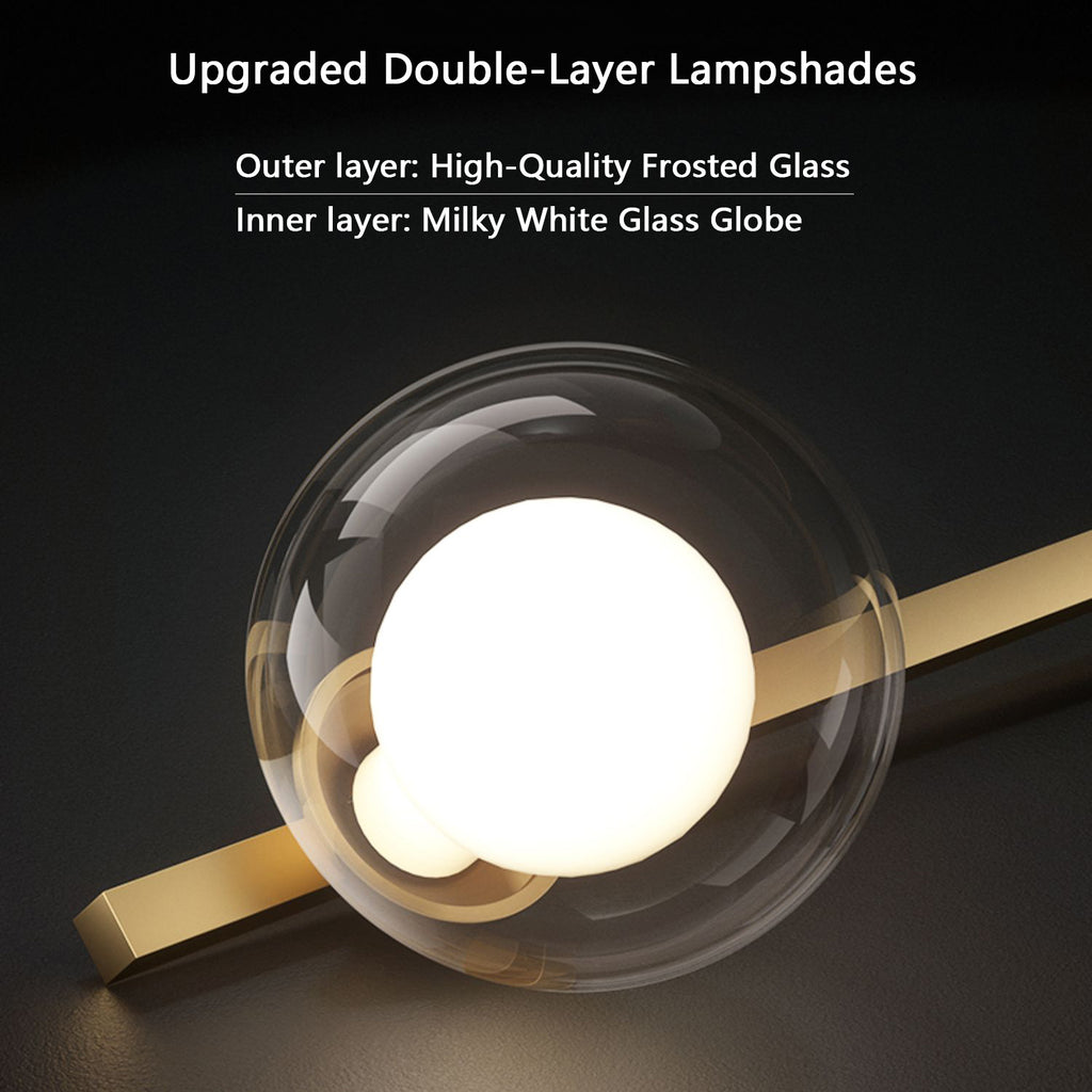 Mid-Century Glass Globe Black Stents Hanging Light