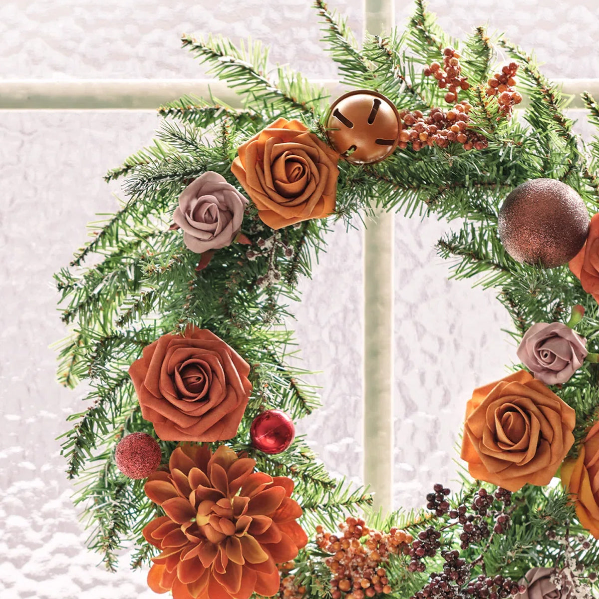 Artificial Flower Wreath for Front Door – 18" All-Season Floral Door & Wall Décor