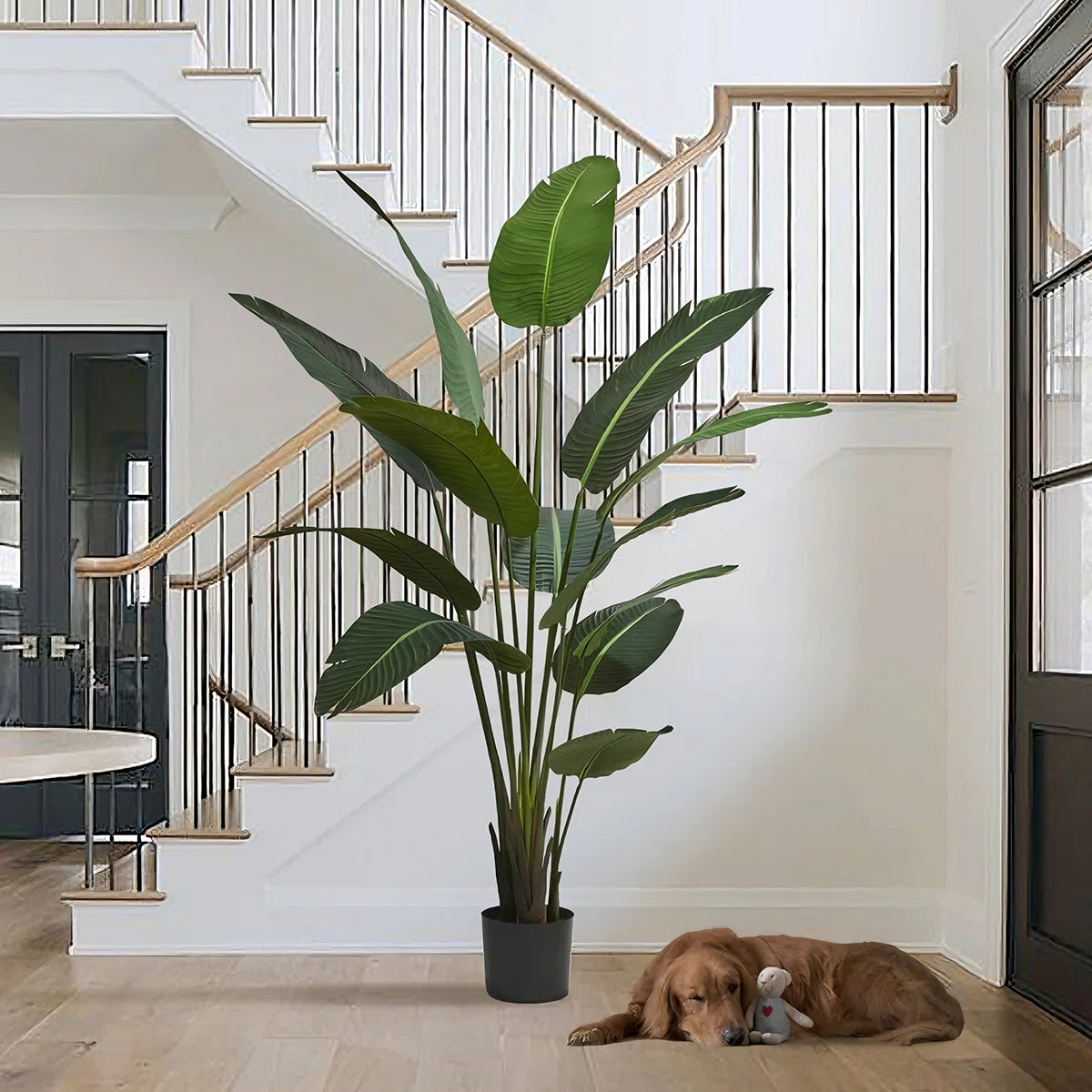 Artificial Faux Banana Tree in Pot – Realistic Faux Indoor Floor Plant for Home & Office Décor