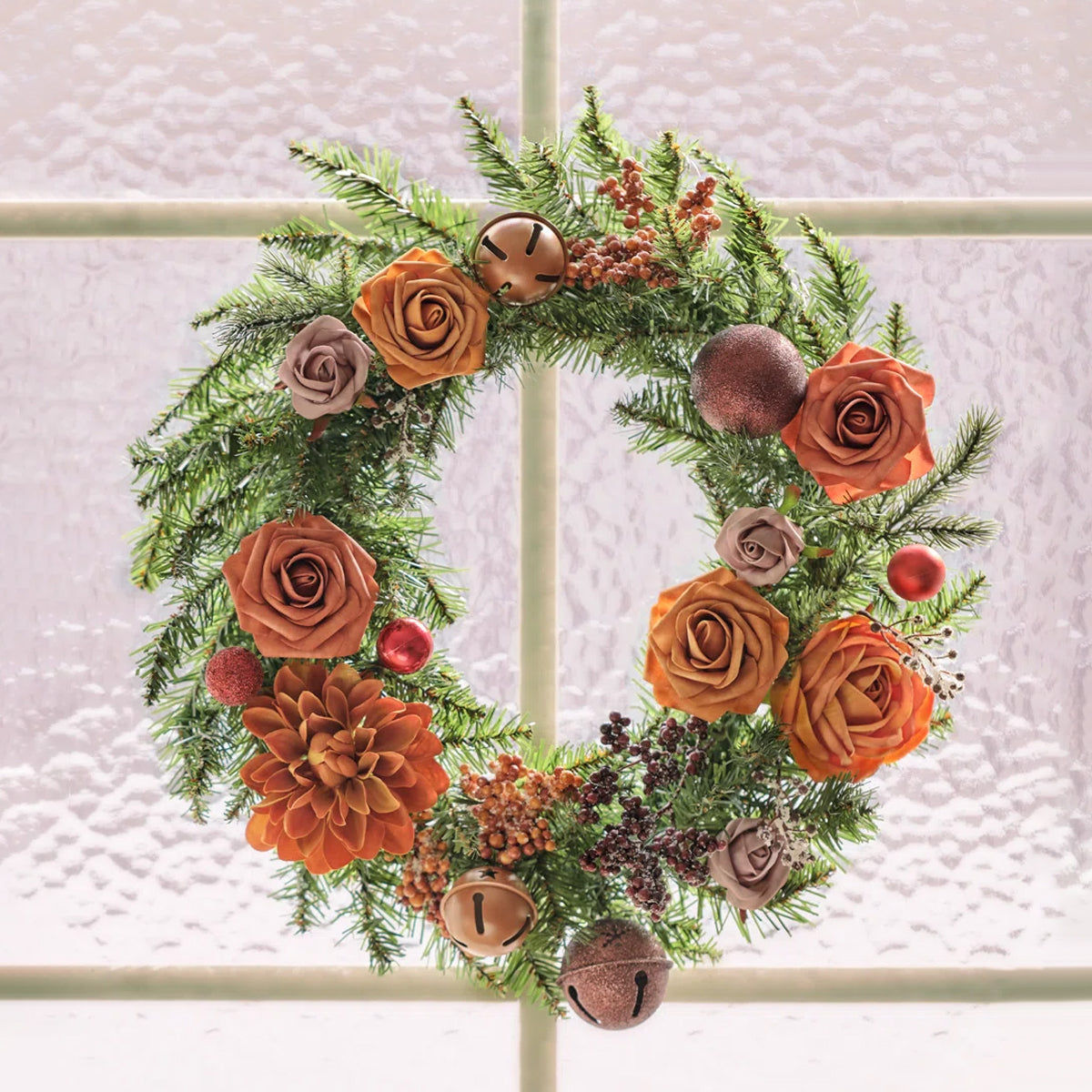 Artificial Flower Wreath for Front Door – 18" All-Season Floral Door & Wall Décor