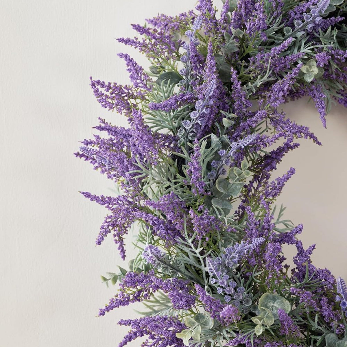 Artificial Purple Lavender Wreath for Front Door – 20" All-Season Floral Door & Wall Décor