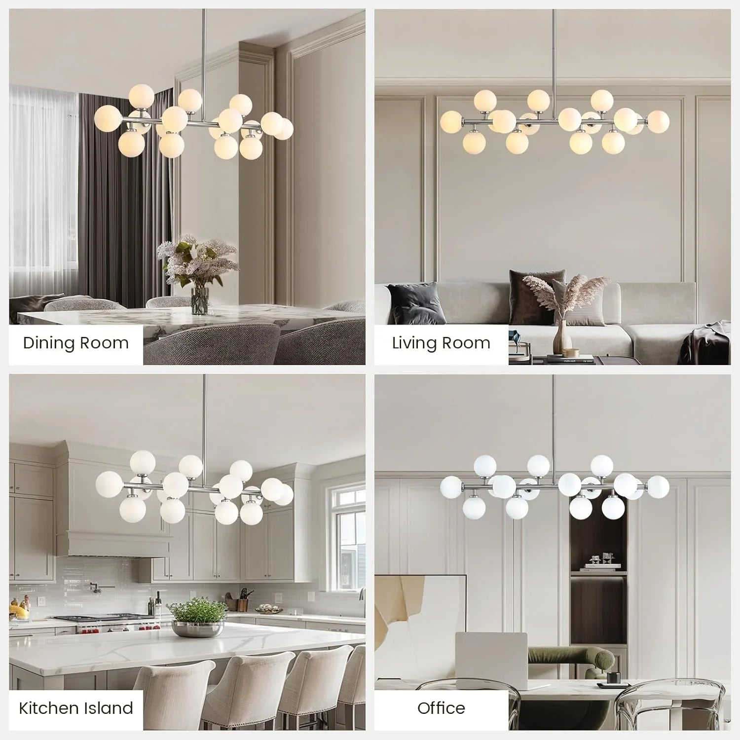 Brushed Nickel Glass Globe Sputnik Chandelier-Sofary Lighting