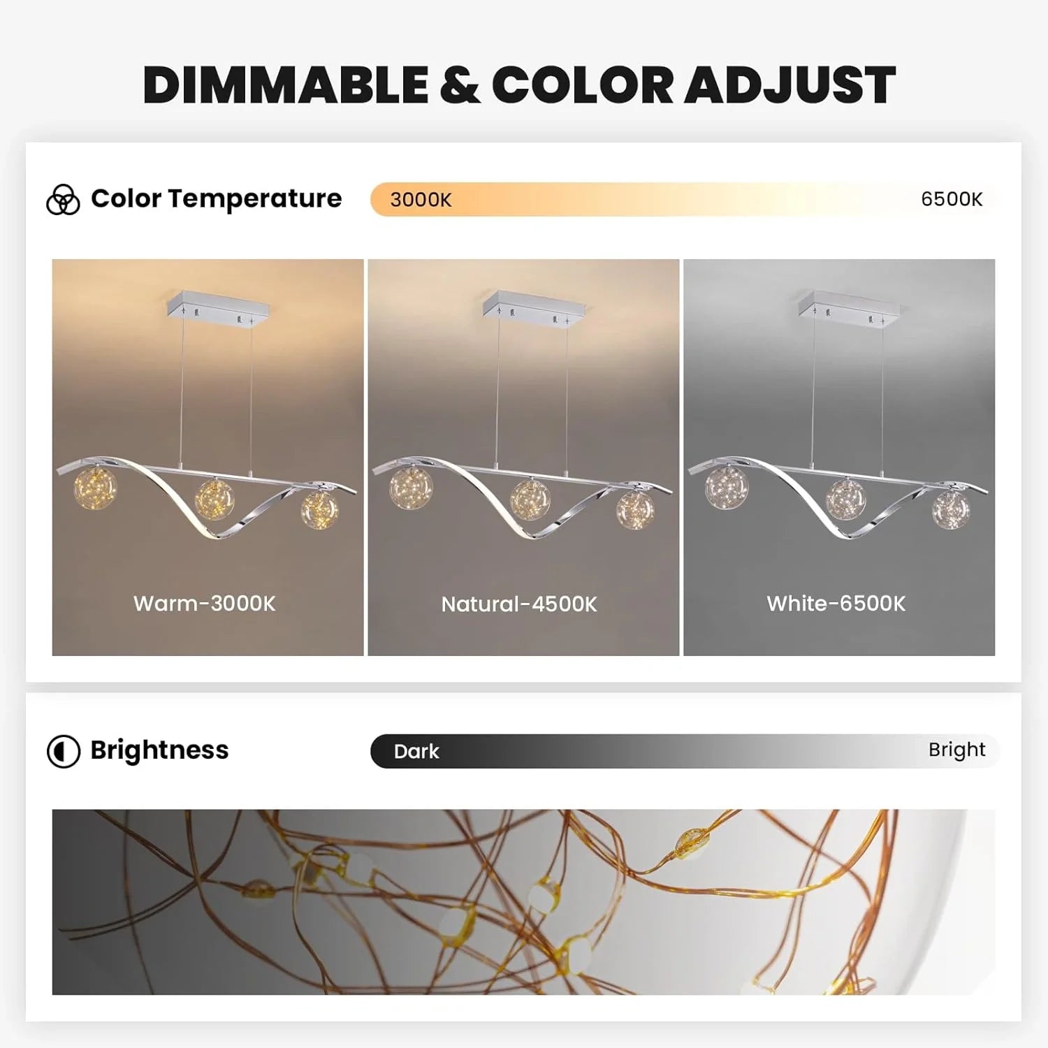 Chrome Linear LED Pendant with Glass Globe Shade - Sofary Lighting