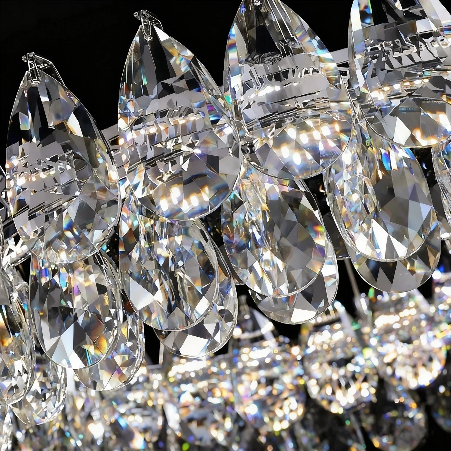 Close Up Of Crystal Dual Tier Water Drop  Chandelier 20251029 Sofary Lighting