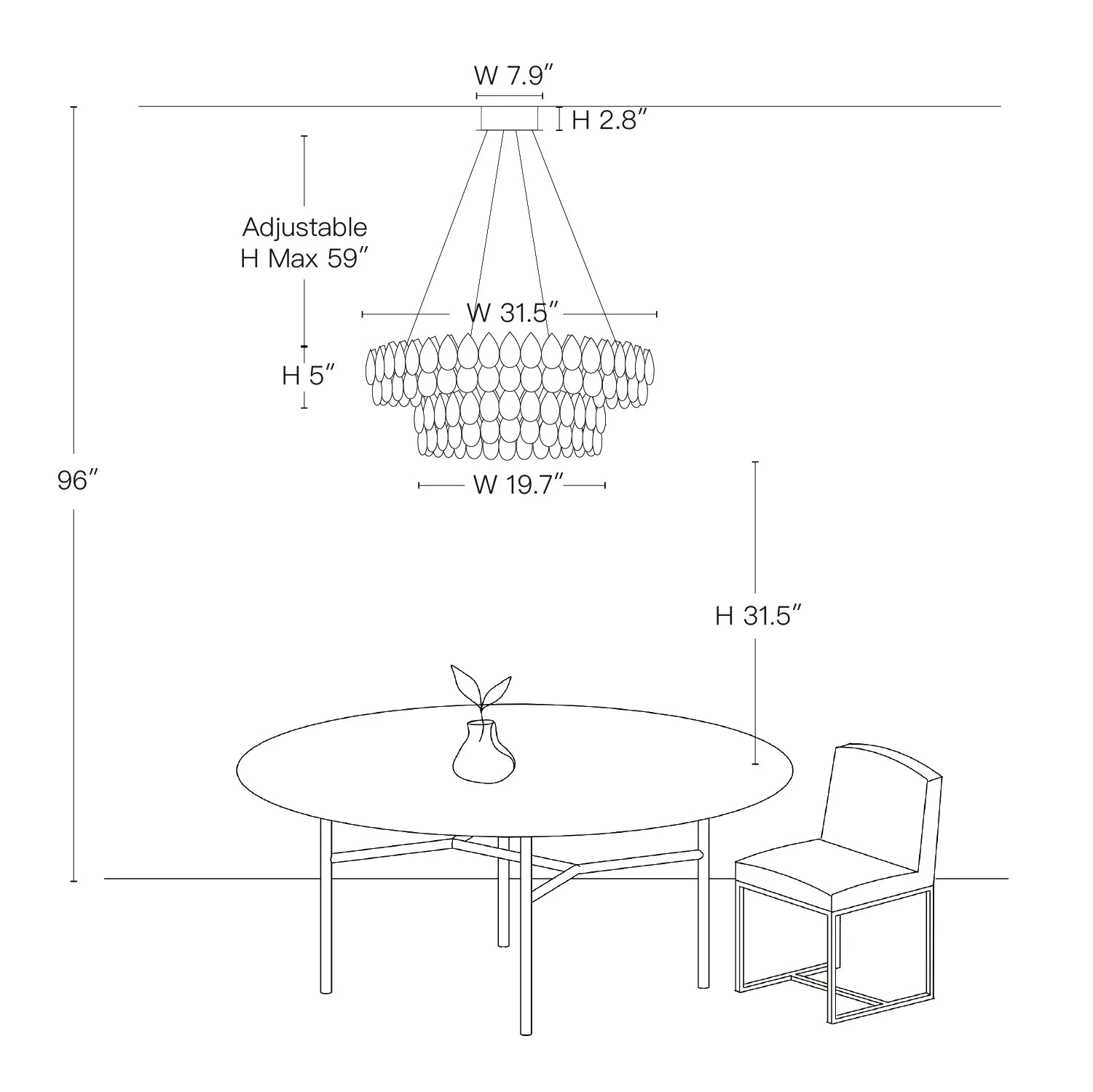 Dimension of Crystal Dual Tier Water Drop  Chandelier 20251029 -Sofary Lighting