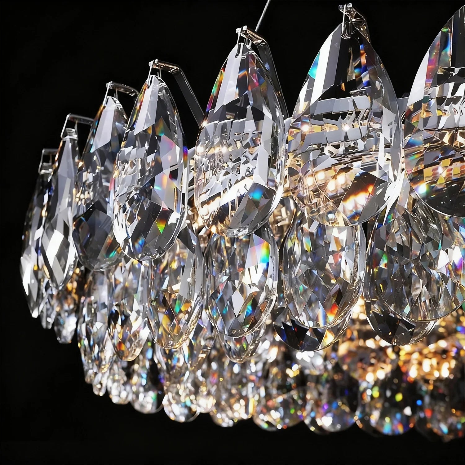 Close Up of Crystal Dual Tier Water Drop  Chandelier 20251029 -Sofary Lighting