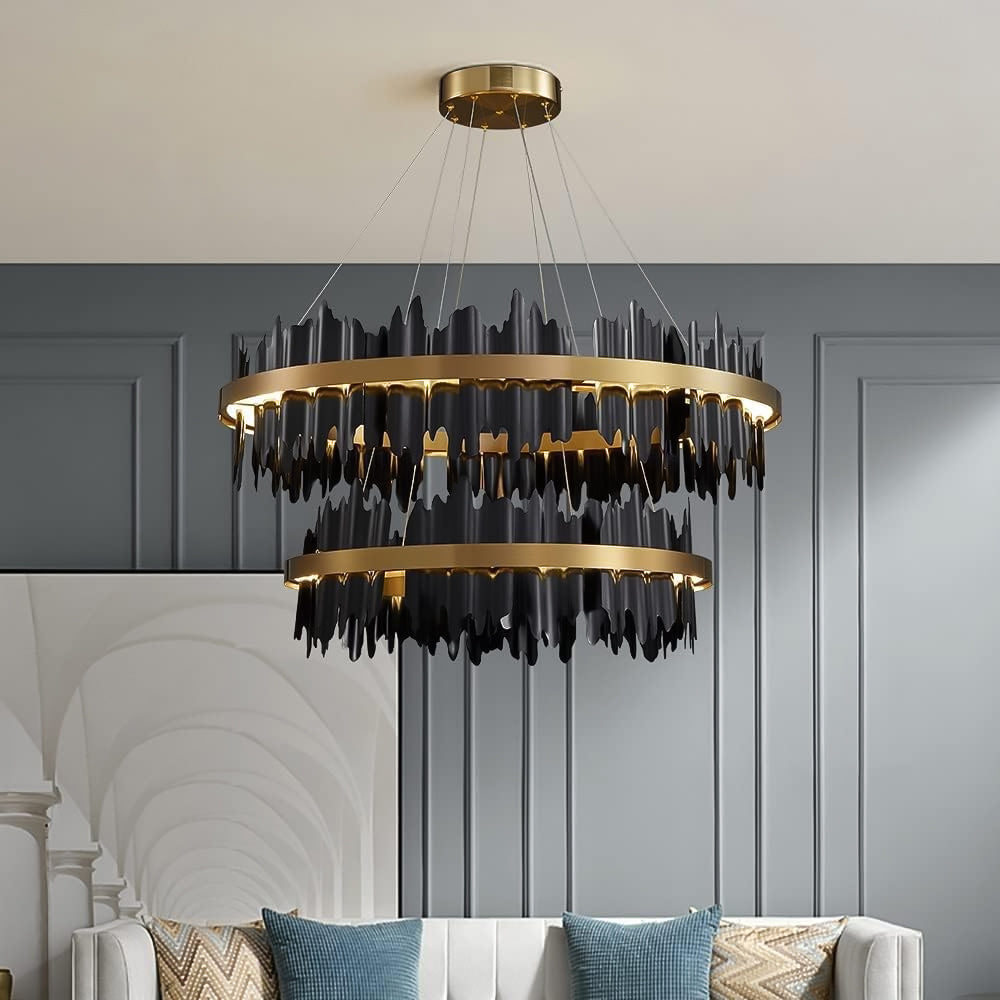 Iceberg-Round-Modern-Gold-Black-Chandelier-Siljoy Lighting
