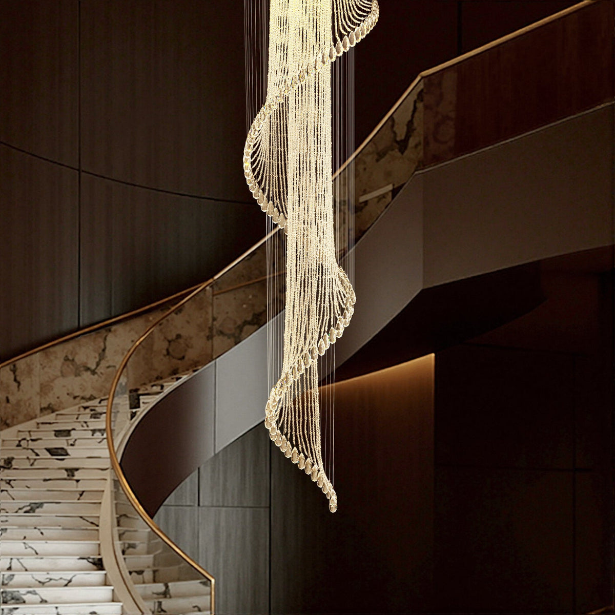 Modern Art Design Crystal Spiral Raindrop Chandelier Siljoy Lighting