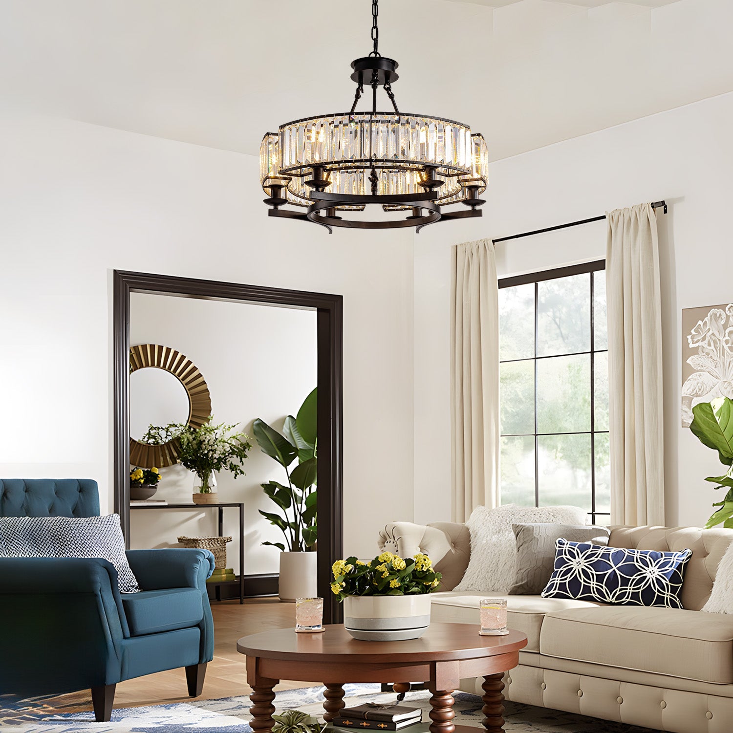 Round-Modern-Rustic-Crystal-Chandelier-living-room-4