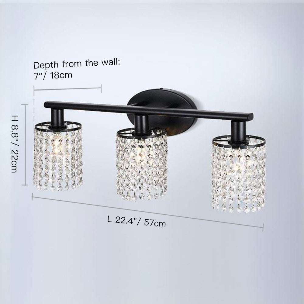 3 - Light Black Crystal Vanity Light--SIZE | Siljoy